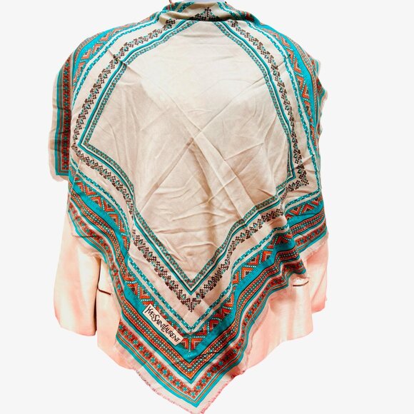 Yves Saint Laurent Accessories - Vintage Yves Saint LaurentL scarf  cotton/ silk  31" gray dust green (25)